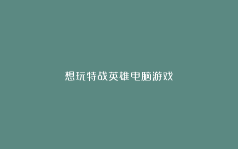 想玩特战英雄电脑游戏