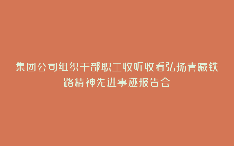 集团公司组织干部职工收听收看弘扬青藏铁路精神先进事迹报告会