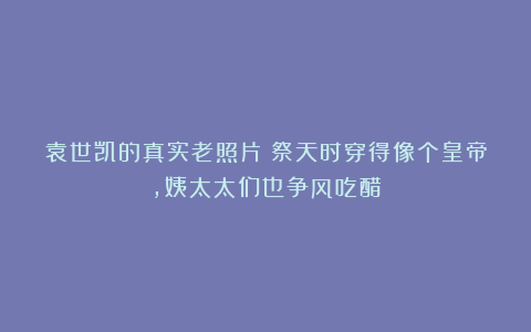 袁世凯的真实老照片：祭天时穿得像个皇帝，姨太太们也争风吃醋