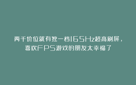 两千价位就有独一档165Hz超高刷屏,喜欢FPS游戏的朋友太幸福了