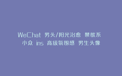WeChat 男头/阳光治愈 禁欲系 小众 ins 高级氛围感 男生头像