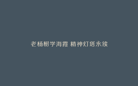 老杨树学海霞！精神灯塔永续