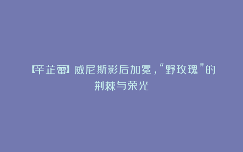 【辛芷蕾】威尼斯影后加冕，“野玫瑰”的荆棘与荣光