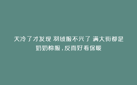天冷了才发现:羽绒服不兴了!满大街都是奶奶棉服,反而好看保暖