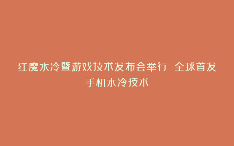 红魔水冷暨游戏技术发布会举行 全球首发手机水冷技术