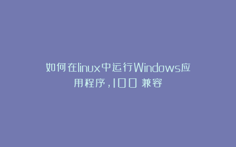 如何在linux中运行Windows应用程序,100%兼容