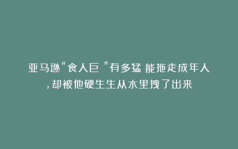 亚马逊“食人巨鲶”有多猛？能拖走成年人，却被他硬生生从水里拽了出来！