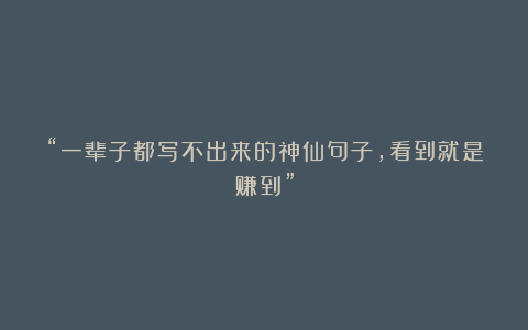 “一辈子都写不出来的神仙句子，看到就是赚到”
