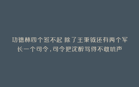 功德林四个惹不起：除了王秉钺还有两个军长一个司令，司令把沈醉骂得不敢吭声