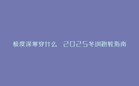 极度深寒穿什么? 2025冬训跑鞋指南