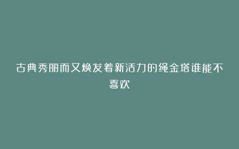 古典秀丽而又焕发着新活力的绳金塔谁能不喜欢