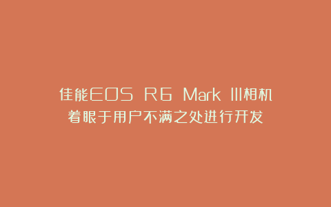 佳能EOS R6 Mark III相机着眼于用户不满之处进行开发