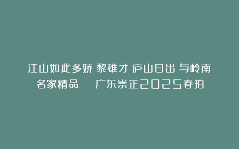 江山如此多娇！黎雄才《庐山日出》与岭南名家精品 | 广东崇正2025春拍