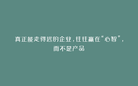 真正能走得远的企业，往往赢在“心智”，而不是产品！