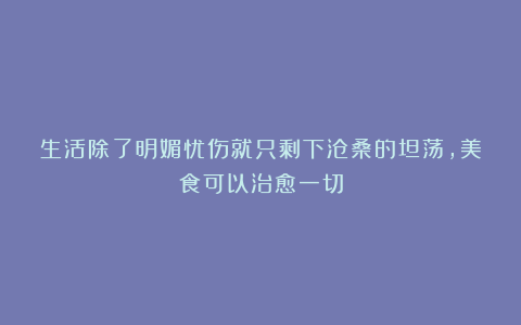 生活除了明媚忧伤就只剩下沧桑的坦荡，美食可以治愈一切