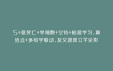 5+氨死亡+单细胞+空转+机器学习，新热点+多组学联动，发文速度立竿见影！
