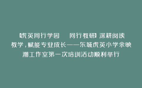 【虎英同行学园 | 同行教研】深耕阅读教学，赋能专业成长——东城虎英小学余映潮工作室第一次培训活动顺利举行
