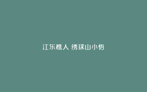 江东樵人｜绣球山小悟
