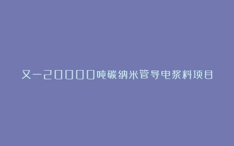 又一20000吨碳纳米管导电浆料项目