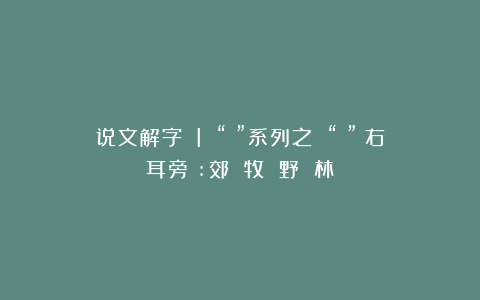 说文解字 I “阝”系列之 “阝”（右耳旁）:郊 牧 野 林