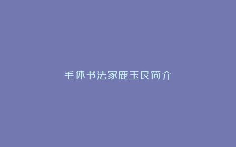 毛体书法家鹿玉良简介