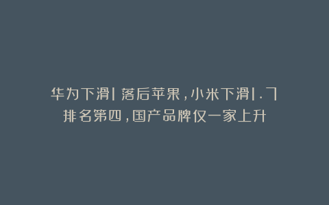 华为下滑1%落后苹果，小米下滑1.7%排名第四，国产品牌仅一家上升