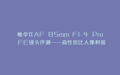 唯卓仕AF 85mm F1.4 Pro FE镜头评测——高性价比人像利器