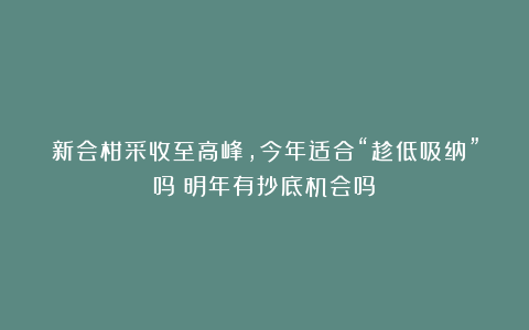 新会柑采收至高峰，今年适合“趁低吸纳”吗？明年有抄底机会吗？