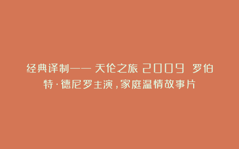 经典译制——《天伦之旅》2009 罗伯特·德尼罗主演，家庭温情故事片