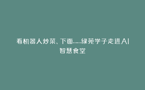 看机器人炒菜、下面……绿苑学子走进AI智慧食堂→