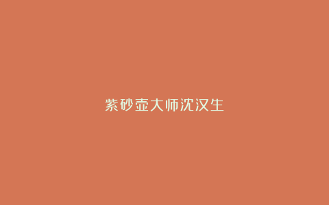 紫砂壶大师沈汉生