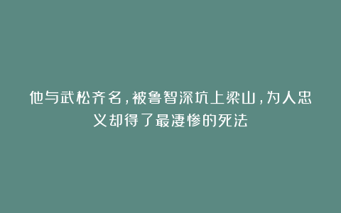 他与武松齐名，被鲁智深坑上梁山，为人忠义却得了最凄惨的死法