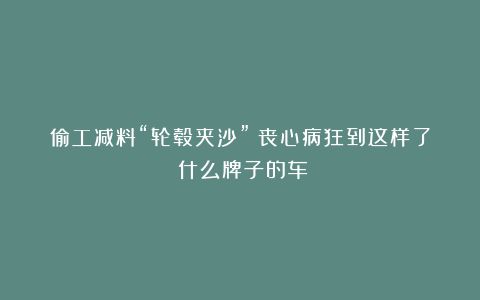 偷工减料“轮毂夹沙”？丧心病狂到这样了？什么牌子的车？