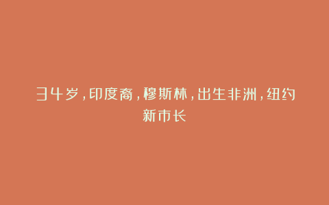 34岁，印度裔，穆斯林，出生非洲，纽约新市长