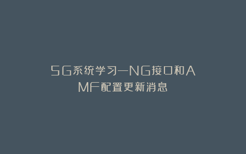 5G系统学习—NG接口和AMF配置更新消息