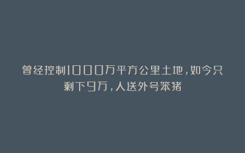 曾经控制1000万平方公里土地，如今只剩下9万，人送外号笨猪