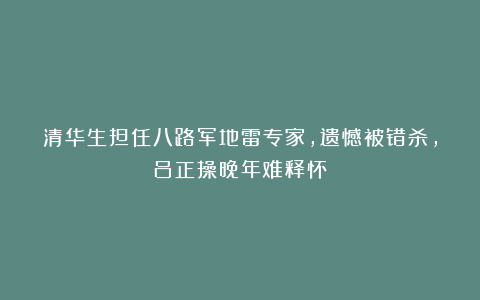 清华生担任八路军地雷专家，遗憾被错杀，吕正操晚年难释怀