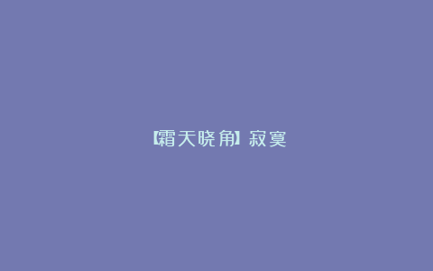 【霜天晓角】寂寞