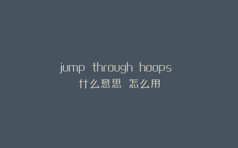 jump through hoops 什么意思 怎么用