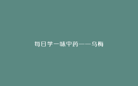 每日学一味中药——乌梅