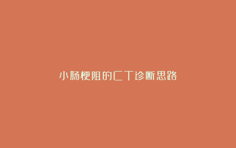 小肠梗阻的CT诊断思路