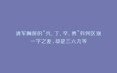 清军胸前的“兵、丁、卒、勇”有何区别?一字之差,却是三六九等