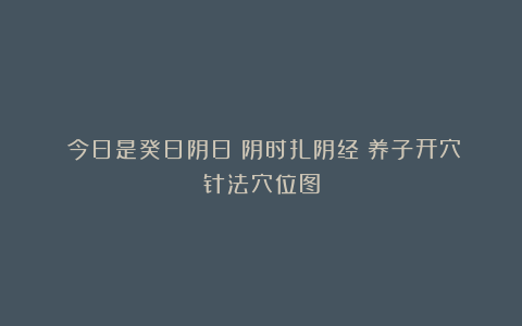 →今日是癸日阴日:阴时扎阴经:养子开穴针法穴位图