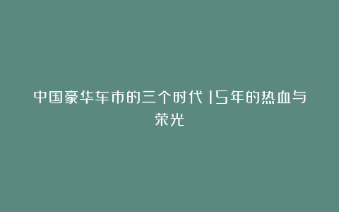 中国豪华车市的三个时代丨15年的热血与荣光⑤