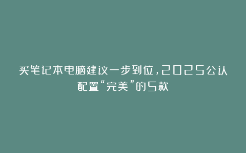 买笔记本电脑建议一步到位，2025公认配置“完美”的5款