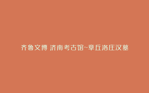 齐鲁文博|济南考古馆~章丘洛庄汉墓