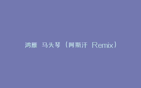 鸿雁 马头琴 (阿斯汗 Remix)