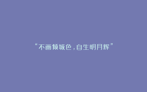 “不画倾城色，自生明月辉”