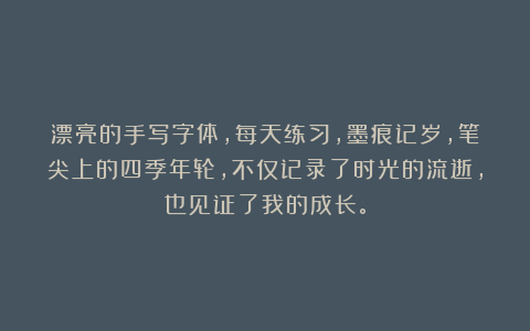 漂亮的手写字体，每天练习，墨痕记岁，笔尖上的四季年轮，不仅记录了时光的流逝，也见证了我的成长。