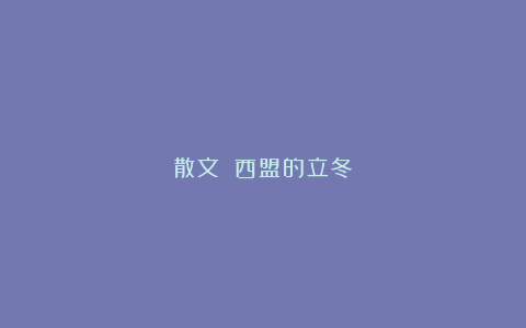 散文||西盟的立冬